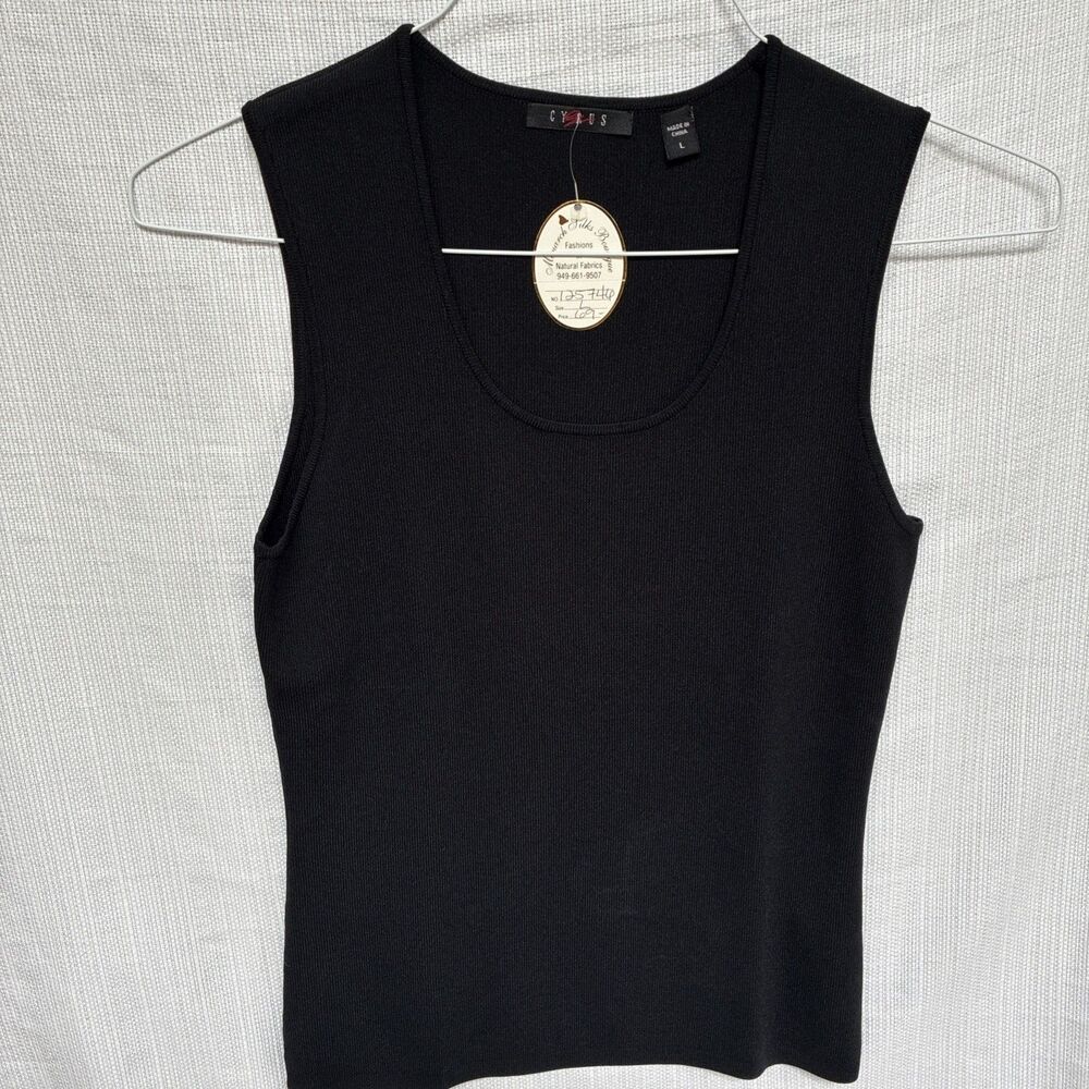 NWT Cyrus Knit Black Sleeveless Shirt Size Large Tank Top Camisole Base Layer